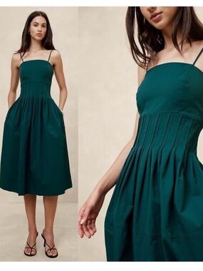 Banana Republic Pleated Taffeta Midi Dress